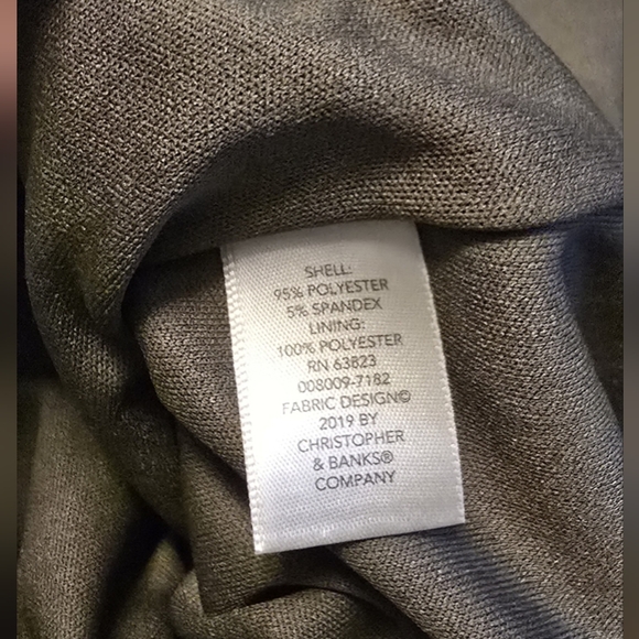 CJ Banks olive Green Floral Blouse Size L - Picture 3 of 3